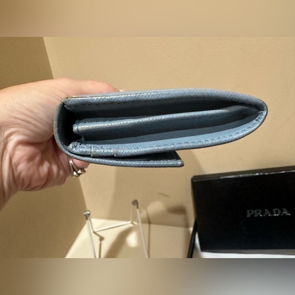 Prada Saffiano Periwinkle Enamel Continental Wallet W/Box & Authenticity Card - Picture 10 of 13